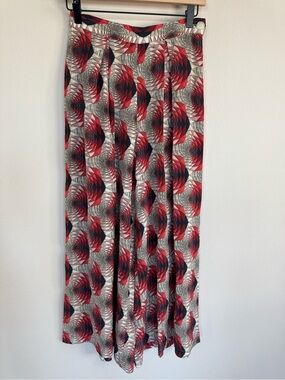 Silvae 100% Silk Geometric Wide Leg Palazzo Pants Art Deco Scandinavian XS
